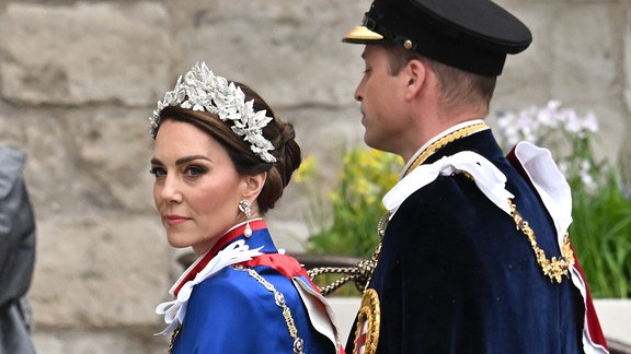 Catherine, Prinzessin von Wales und Prinz William, Prinz von Wales während der Krönung von König Charles III. 