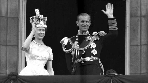 Historisches Foto Königin: Elizsabeth II und  Prinz Philip