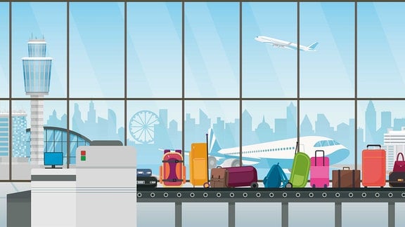 Illustration: Gepäckband auf dem Flughafen