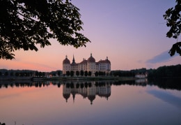 Das Schloss Moritzburg am Abend