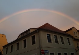 Regenbogen über der Stadt Kamenz am Mittwoch früh 7:10 