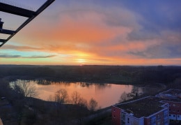 Sonnenaufgang am Silbersee in Leipzig Lössnig am Tag der Heiligen Barbara 2020
