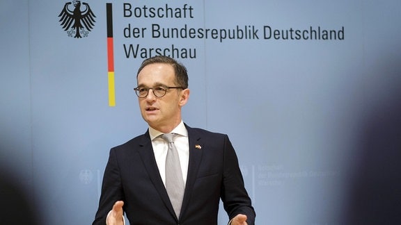 Bundesaussenminister Heiko Maas, SPD, besucht die deutsche Botschaft in Warschau.